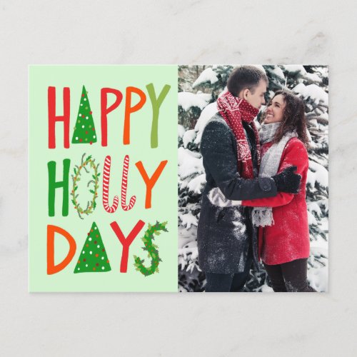 HAPPY HOLLY DAYS Holiday Xmas Christmas CUSTOM Postcard