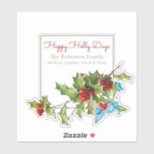 Happy Holly Days Holly & Forget me Nots Sticker