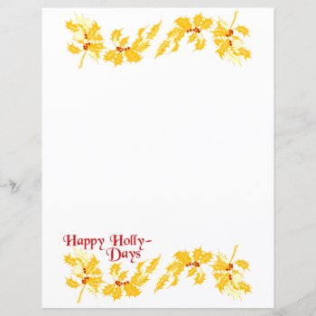 Happy Holly-days Letter Paper by vintageamerican at Zazzle