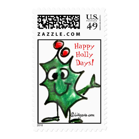 Happy Holly Days Postage Stamps