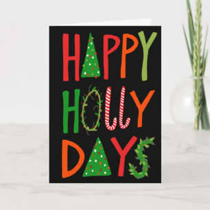 HAPPY HOLLY DAYS Sweet Holiday Xmas Christmas Card