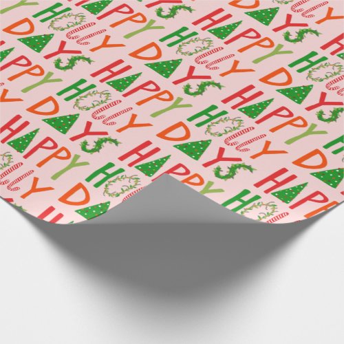 HAPPY HOLLY DAYS Sweet Holiday Xmas Christmas Wrapping Paper