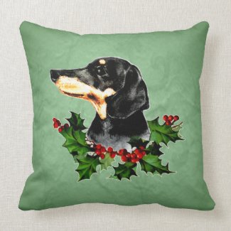 Happy Hollydax Christmas Dachshund Holidays Throw Pillow
