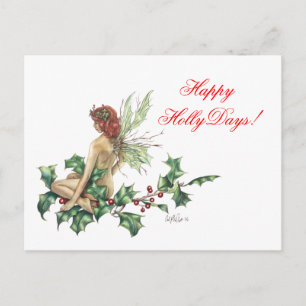 Happy HollyDays! Fairy Fantasy Art Post Card