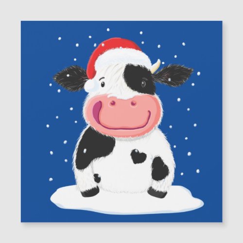 Happy Holstein Cow In The Christmas Snow