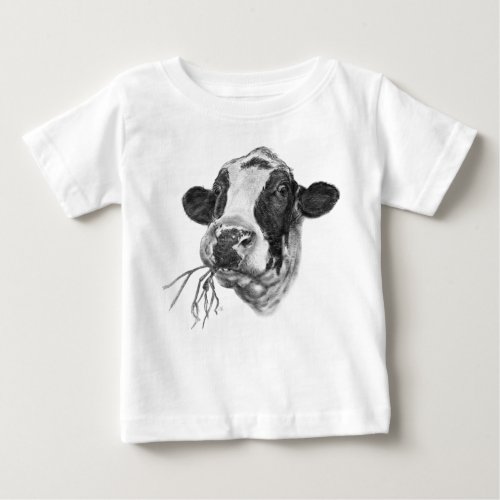 Happy Holstein Friesian Dairy Cow Baby T_Shirt
