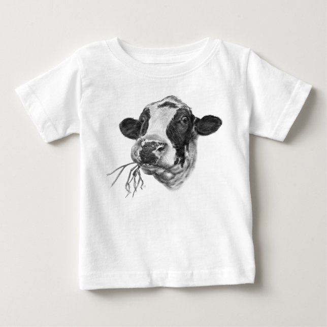 Happy Holstein Friesian Dairy Cow Baby T-Shirt (Front)