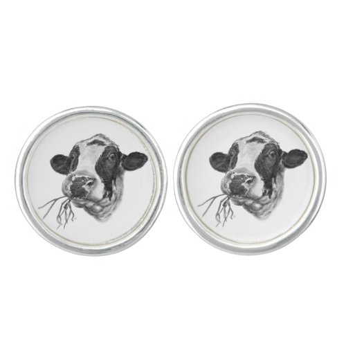 Happy Holstein Friesian Dairy Cow Cufflinks