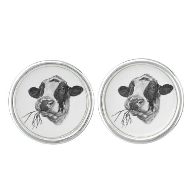 Happy Holstein Friesian Dairy Cow Cufflinks (Front)