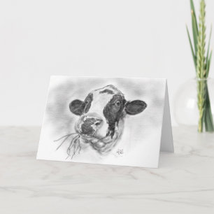 Happy Holstein Friesian Dairy Cow Letterpress Thank You Card