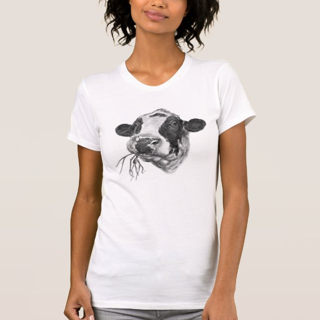 Happy Holstein Friesian Dairy Cow T-Shirt (Front)