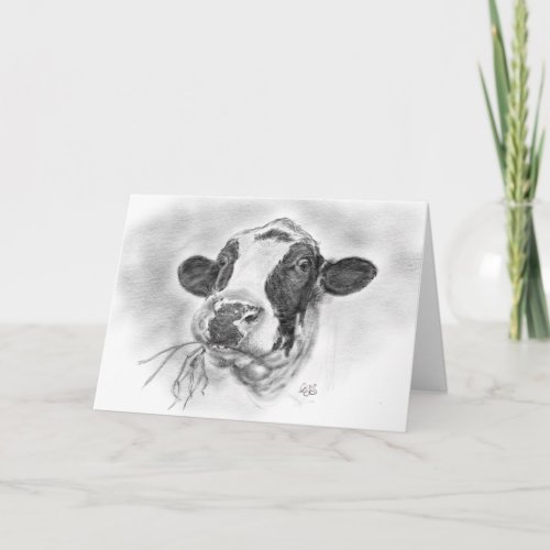 Happy Holstein Friesian Dairy Cow Thank You Card
