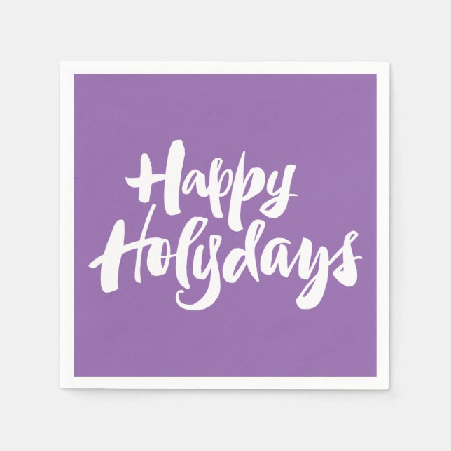 Happy Holy Days Holidays Holydays Christmas Purple Paper Napkins (Front)