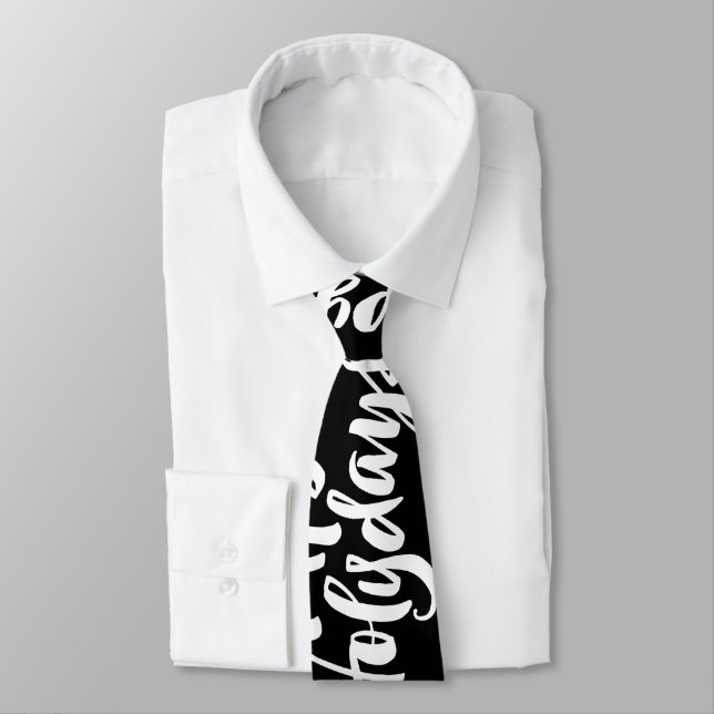 Happy Holydays Holidays Calligraphy Religious Neck Tie (Tied)