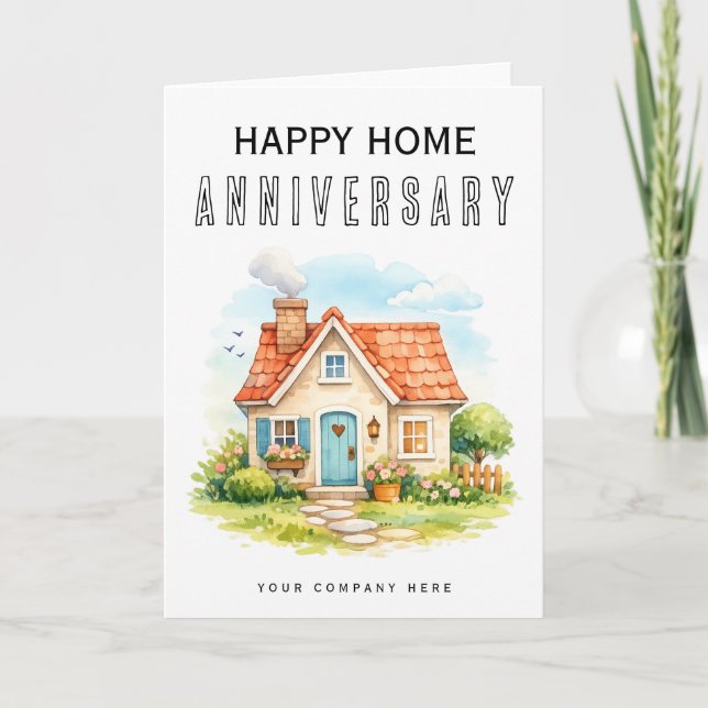Happy Home Anniversary Colorful Watercolor Card (Front)
