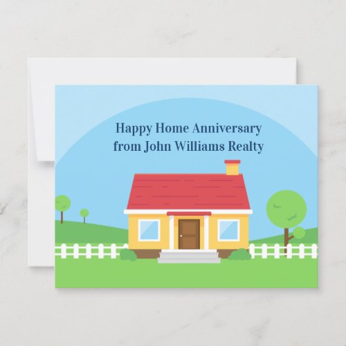 Happy Home Anniversary Custom Realtor Card