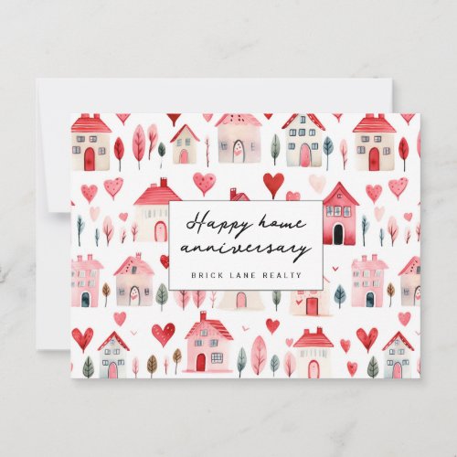 Happy Home Anniversary Cute House Houses Realty Postcard