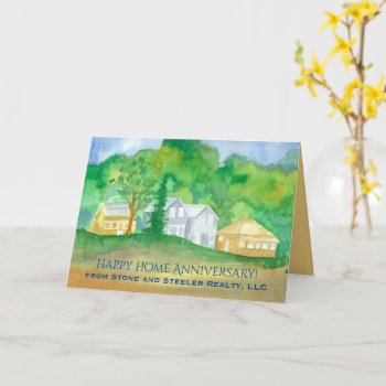 Happy Home Anniversary From Realtor Custom Name Card by CountryGarden at Zazzle