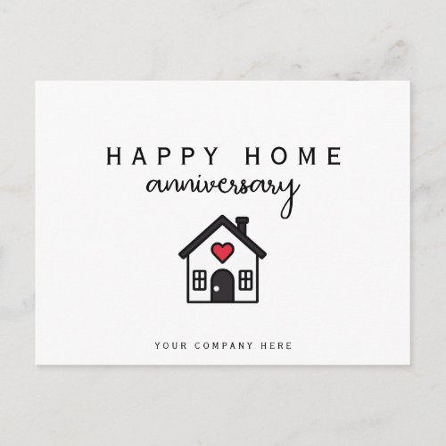 Happy Home Anniversary House Heart Realty Postcard