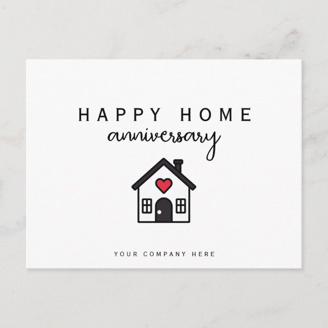 Happy Home Anniversary House Heart Realty Postcard (Front)