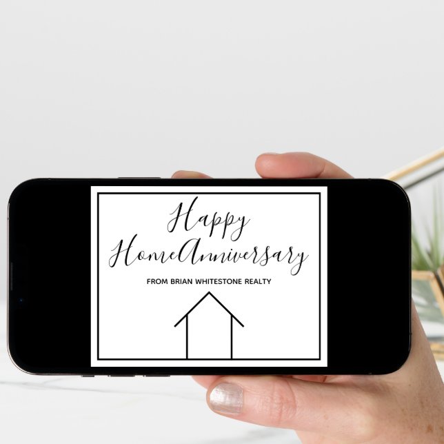 Happy Home Anniversary Modern Real Estate Company Card (Front Digital)