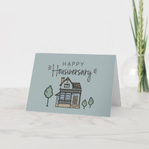 Happy Home Anniversary Personalized Housiversay Letterpress Thank You Card