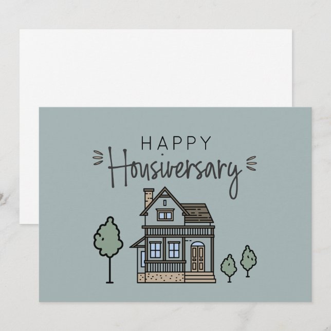 Happy Home Anniversary Personalized Housiversay  Thank You Card (Front/Back)