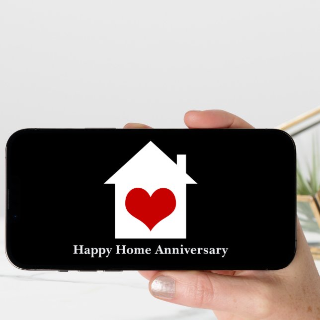 Happy Home Anniversary Real Estate House Heart Card (Front Digital)