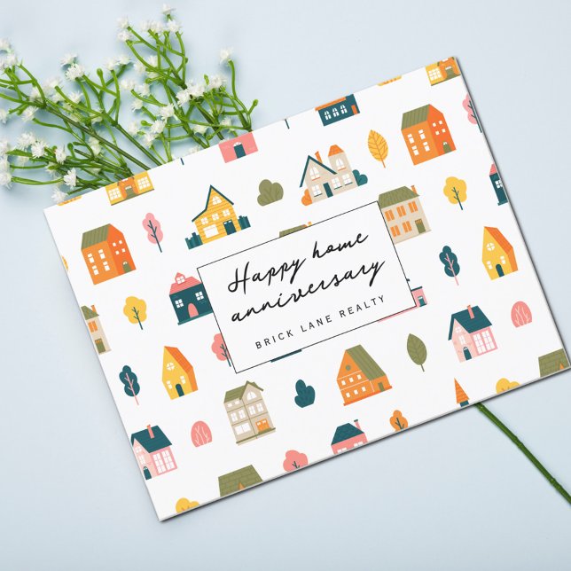 Happy Home Anniversary Realty Postcard (Happy Home Anniversary Real Estate Postcard)