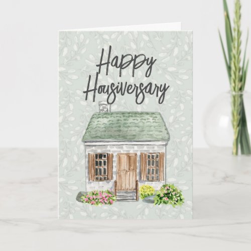 Happy Home Anniversary Watercolor House Thank You Card