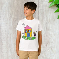 Happy Home Colorful House and Stick Figure