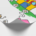 Happy Home Colorful House and Stick Figure Wrapping Paper | Zazzle