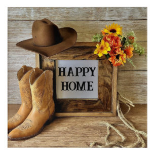 Happy Home Cowgirl Cowboy Style With Cowboy Boots  Acrylic Print