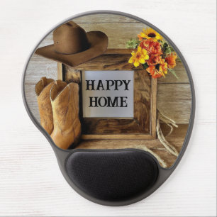 Happy Home Cowgirl Cowboy Style With Cowboy Boots  Gel Mouse Pad