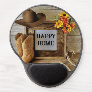 Happy Home Cowgirl Cowboy Style With Cowboy Boots Gel Mouse Pad