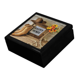 Happy Home Cowgirl Cowboy Style With Cowboy Boots Gift Box