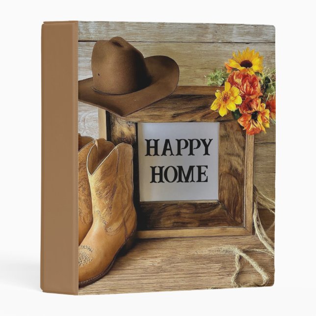 Happy Home Cowgirl Cowboy Style With Cowboy Boots  Mini Binder (Front/Spine)