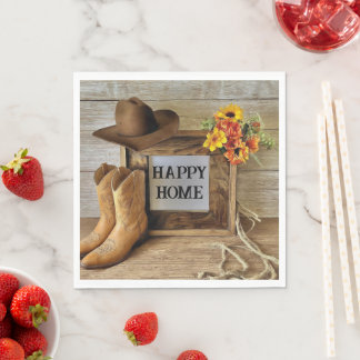 Happy Home Cowgirl Cowboy Style With Cowboy Boots Napkins