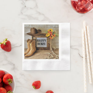 Happy Home Cowgirl Cowboy Style With Cowboy Boots  Napkins