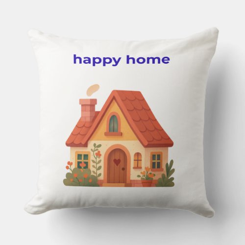 Happy Home Minimalist Throw Pillow | Cozy Home Dec