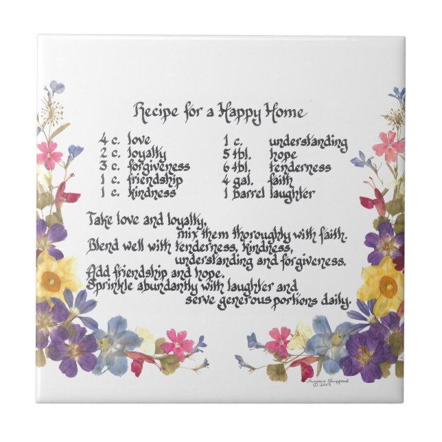 Happy Home Recipe Ceramic Tile (Front)