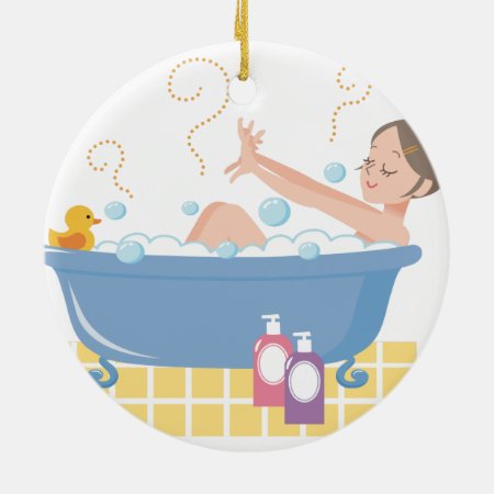 Happy Home Spa Day - Woman In Bath Tub Ceramic Ornament