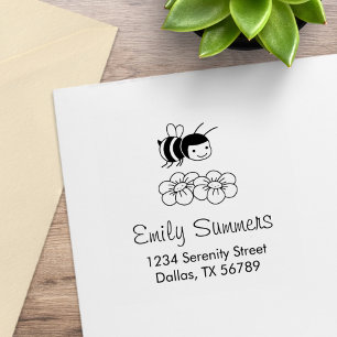 Happy Honey Bee Address Rubber Stamp