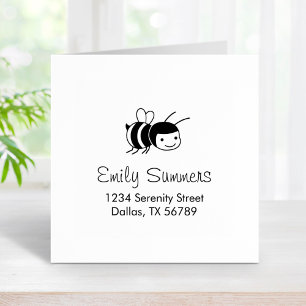 Happy Honey Bee Address Rubber Stamp