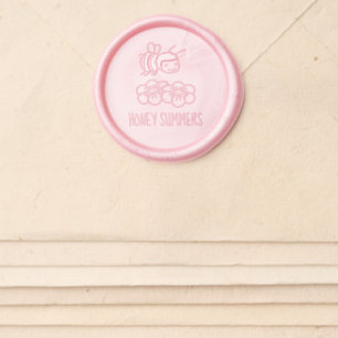 Happy Honey Bee Flowers Custom Name Wax Seal Sticker