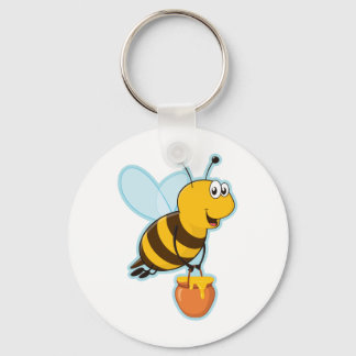 Happy Honey Bee & Honey Pot Keychain