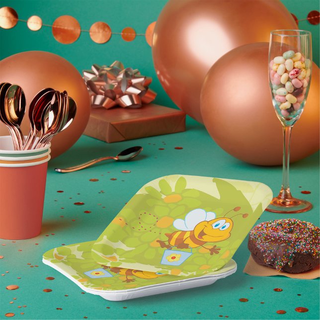 Happy Honey Bee Paper Plates (Creator Uploaded)