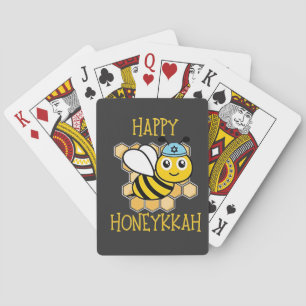 Happy Honeykkah Honey Bee Hanukkah Jewish Poker Cards
