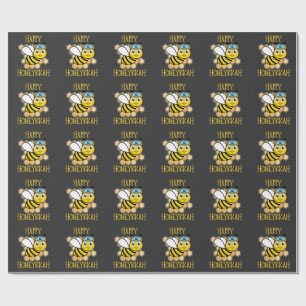 Happy Honeykkah Honey Bee Hanukkah Jewish  Wrapping Paper