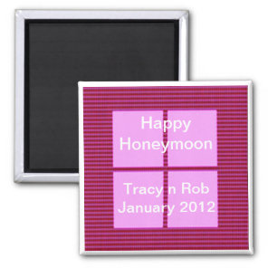 Happy Honeymoon - Pink Square Memory Bank Magnet